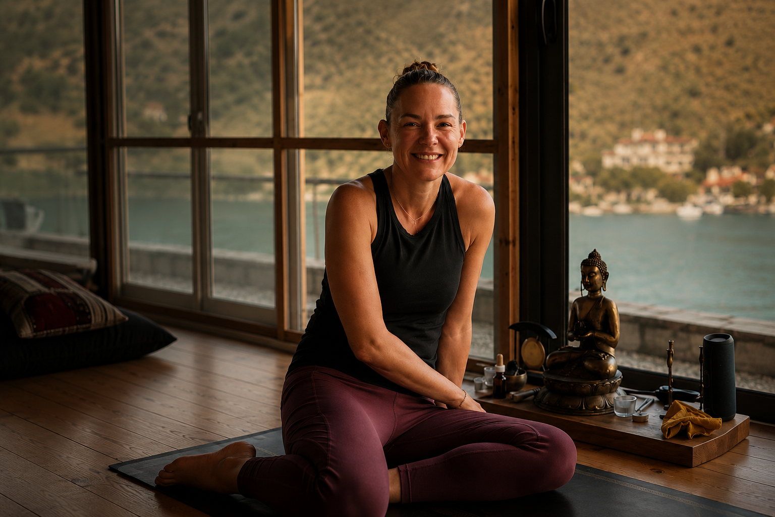 Sarah in the yoga studio